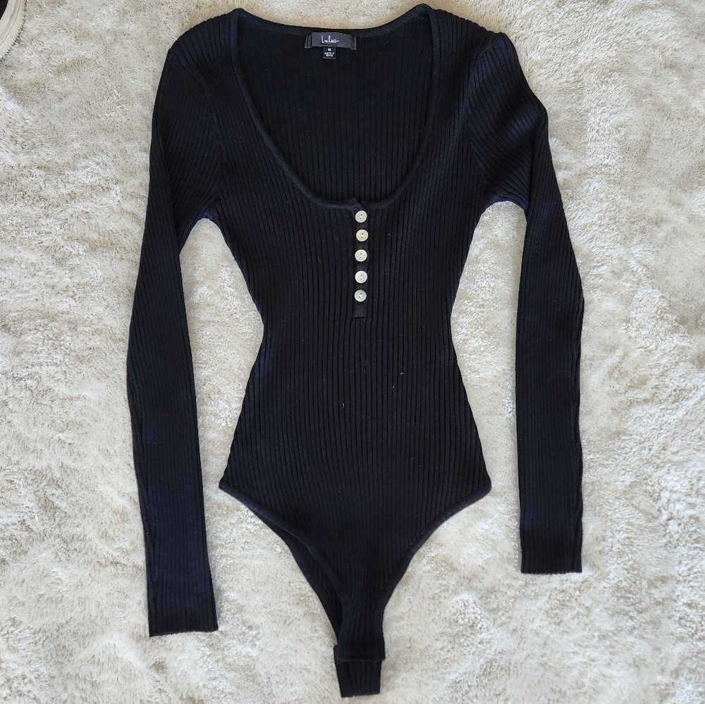 Black Ribbed Bodysuit